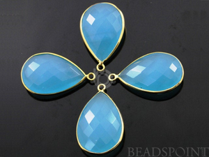 Cobalt Blue Chalcedony Faceted Pear Bezel, (BZC7311) - Beadspoint