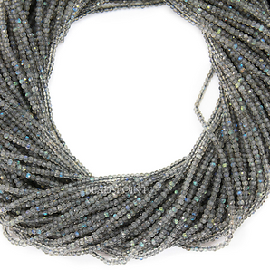 Labradorite Micro Faceted Rondelle Beads, (LAB-2.5-FRNDL) - Beadspoint