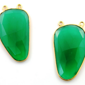 Green Onyx Faceted Fancy Bezel, (GNXFNCY-A) - Beadspoint