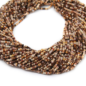 Unakite Roundel Micro Faceted Rondelle Beads, (UNKTE-2.5FRNDL) - Beadspoint