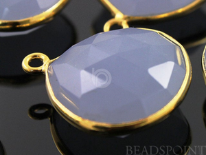 Lavender Chalcedony Heart Bezel Drop,  (BZC7041) - Beadspoint