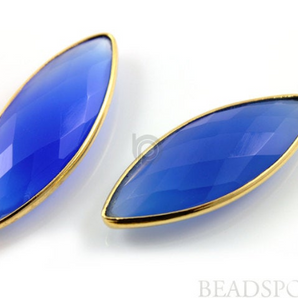 Blue Chalcedony Faceted Marquise Bezel, (BZC7177) - Beadspoint