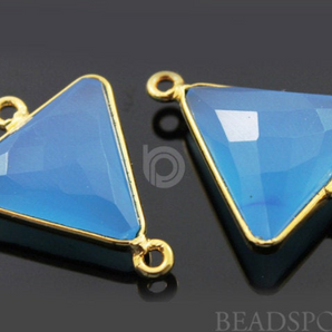 Apatite Blue Chalcedony Faceted Triangle Connector,(BZC7580) - Beadspoint