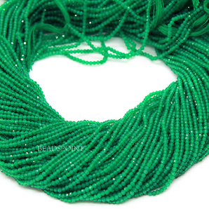 Green Onyx Micro Faceted Rondelle Beads, (GNX-2.5FRNDL) - Beadspoint