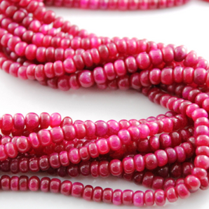 Ruby Smooth Rondelle Beads, (RBY/SRNDL/5-6) - Beadspoint