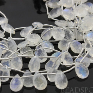 Rainbow Moonstone Medium Faceted Flat Pear Drops, (MNS8x12PEAR) - Beadspoint