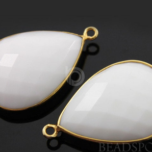 White Onyx Faceted Pear Bezel, (BZC7091) - Beadspoint