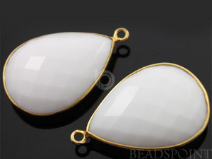 White Onyx Faceted Pear Bezel, (BZC7091) - Beadspoint