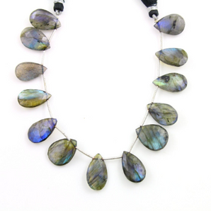 Blue Flashes Labradorite Faceted Pear Briolettes Beads, (LAB23x15PR) - Beadspoint