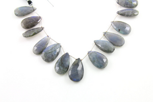Blue Flashes Labradorite Faceted Pear Briolettes Beads, (LAB28x17PR) - Beadspoint
