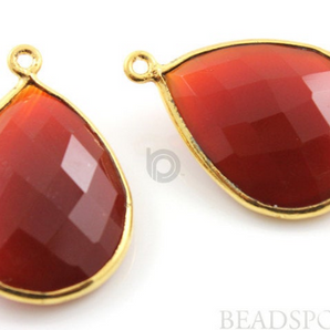 Carnelian Faceted Pear Bezel,(BZC7430) - Beadspoint