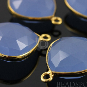 Light Indigo Faceted Chalcedony Heart Bezel, (BZC7040) - Beadspoint