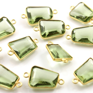 Green Amethyst Fancy  Bezel Connector (BZC9042/CNT/GAM) - Beadspoint