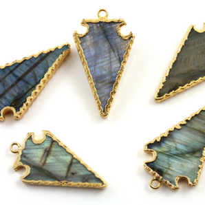 Triangle Labradorite Gold Electroplated Connector, (BZC9026/LAB/MD) - Beadspoint