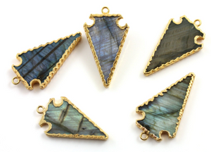 Triangle Labradorite Gold Electroplated Connector, (BZC9026/LAB/MD) - Beadspoint
