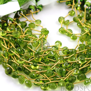 Genuine Green Peridot Faceted Onion Drops, (PER6-7onion), - Beadspoint