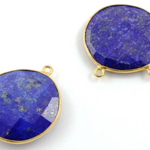 Lapis Lazuli Faceted Oval Connector, (BZCT6002-B) - Beadspoint