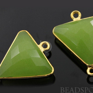 Apple Green Chalcedony Faceted Triangle Connector, (BZC7579) - Beadspoint