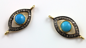 Pave Diamond w/ Turquoise Evil Eye Pendant, ( DF/DC23) - Beadspoint