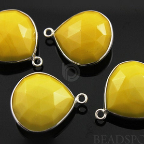 Yellow Turquoise Faceted Heart Bezel, (SSBZ7013) - Beadspoint