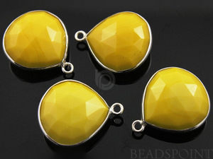 Yellow Turquoise Faceted Heart Bezel, (SSBZ7013) - Beadspoint