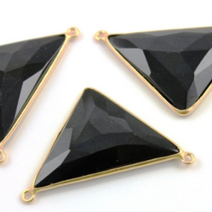 Black Onyx Faceted Arrow Head Triangle Bezel, (BZC9016/BLk) - Beadspoint