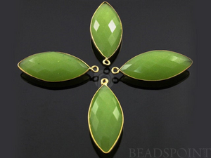 Apple Green Chalcedony Marquise Bezel, 24K Gold Vermeil Over Sterling Silver (BZC7217) - Beadspoint