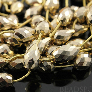 Pyrite Gold Stone Faceted Straight Drilled Tear( PYR7x11TEARLD(G)) - Beadspoint