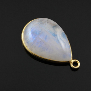 Rainbow Moonstone Cabochon Pear Bezel, (RNMPRT06) - Beadspoint