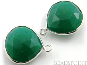 Deep Green Dyed Emerald Heart Bezel, (SSBZ8005) - Beadspoint