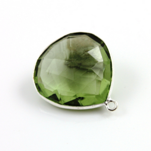 Green Amethyst Faceted Heart Shape Bezel, (SSBZC7014) - Beadspoint