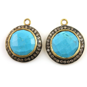 Turquoise w/ White Sapphire, (A-208/TURQ) - Beadspoint