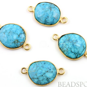 Turquoise Faceted Oval Connector, (BZC7105-LG) - Beadspoint