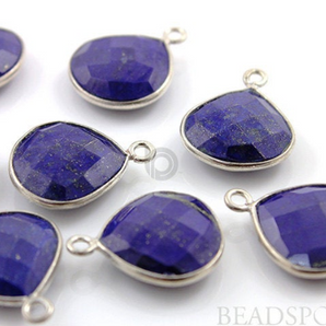 Lapis Lazuli Faceted Heart Bezel, (SSBZC6000) - Beadspoint