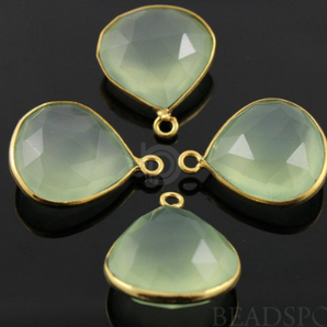 Light Green Chalcedony Faceted Pear Bezel (BZC7024) - Beadspoint