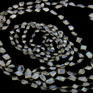 Rainbow Moonstone Faceted Fancy Cut Chain, (RNBFCY-10) - Beadspoint