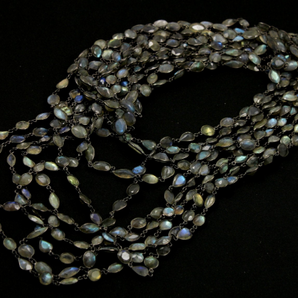 Labradorite Bezel Chain, Antique finish (GMC-BZ-LAB14) - Beadspoint