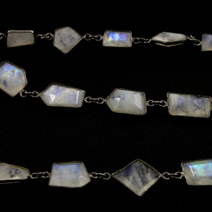 Rainbow Moonstone Faceted Fancy Cut Chain, (RNBFCY-12) - Beadspoint