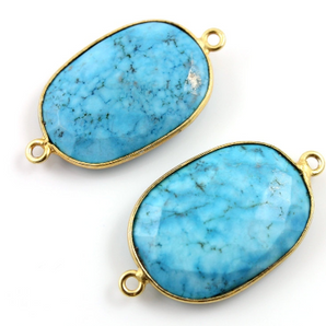 Turquoise Faceted Oval Connector, (BZCT8109) - Beadspoint