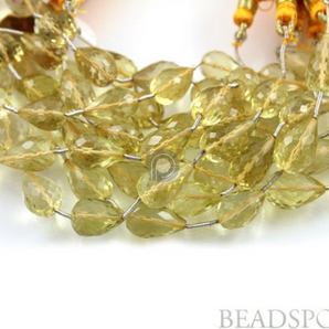 Lemon Topaz Faceted Straight / Long Drilled Drops, (LTZ7x12Tearld) - Beadspoint