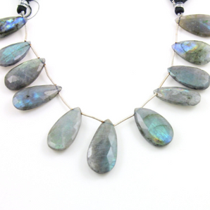 Blue Flashes Labradorite Faceted Pear Briolettes Beads, (LAB34x16PR) - Beadspoint