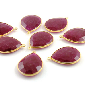 Dyed Ruby Faceted Pears Bezel, (BZC7563-A) - Beadspoint