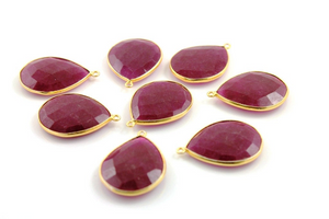 Dyed Ruby Faceted Pears Bezel, (BZC7563-A) - Beadspoint