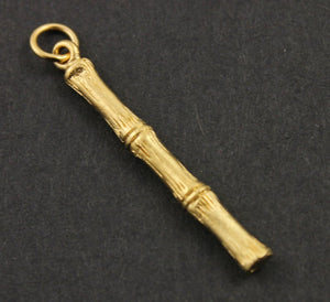 24k Gold vermeil over Sterling Silver Bamboo Stick Charm -- VM/CH4/CR95 - Beadspoint