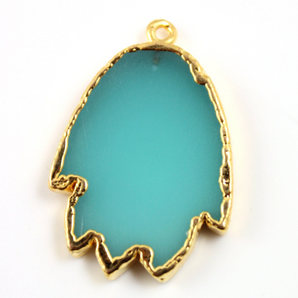 Electroplated Aqua Hamsa pendant, (HAM/AQUA/102) - Beadspoint