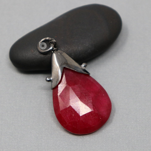 Handcrafted Ruby Gem Drop in Sterling Silver (GBD-019) - Beadspoint