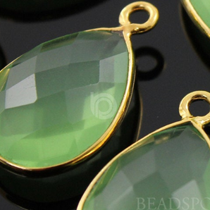 Green Chalcedony Faceted Pear Bezel, (BZC7552) - Beadspoint