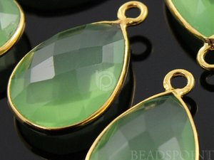 Green Chalcedony Faceted Pear Bezel, (BZC7552) - Beadspoint