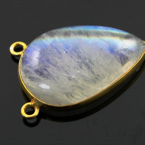 Natural Rainbow Moonstone Smooth Fancy Connector,  (MN12FNCY) - Beadspoint