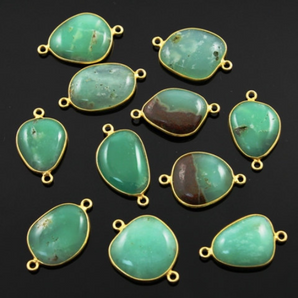 Bio Chrysoprase Bezel Connector, (BZC7349-A) - Beadspoint